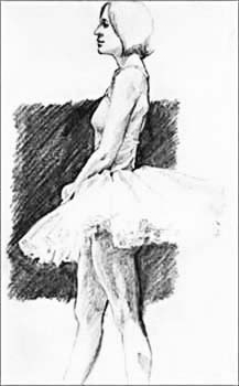 Ballet dancer; pencil/