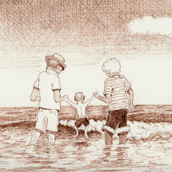  pen drawing ; meet the sea /