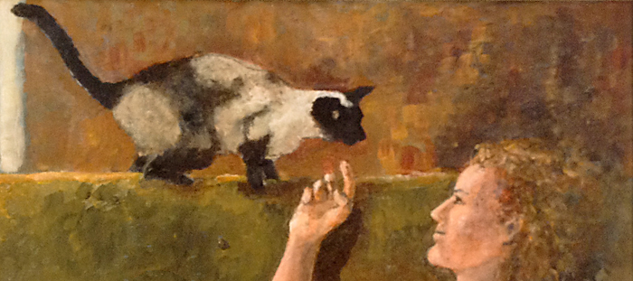 painting of girl and cat (detail)/